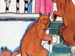 The Three bears go Upstairs by Julia Letheld Hahn - Art Print