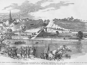 Banks Crosses Potomac from Williamsport to arrack Jackson by Frank Leslie - Art Print
