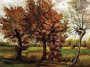 Autumn Landscape with Four Trees by Vincent van Gogh - Art Print