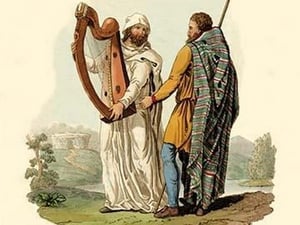 Irish Ollamh and an Heraldic Bard - Art Print