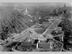 Construction of Philadelphia Museum of Art by FREE LIBRARY OF PHILADELPHIA - Art Print