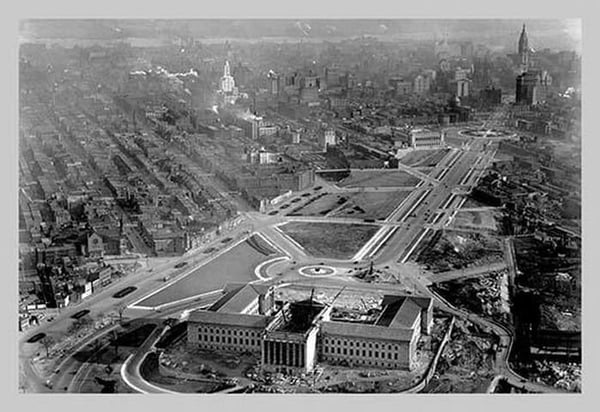 Construction of Philadelphia Museum of Art by FREE LIBRARY OF PHILADELPHIA - Art Print