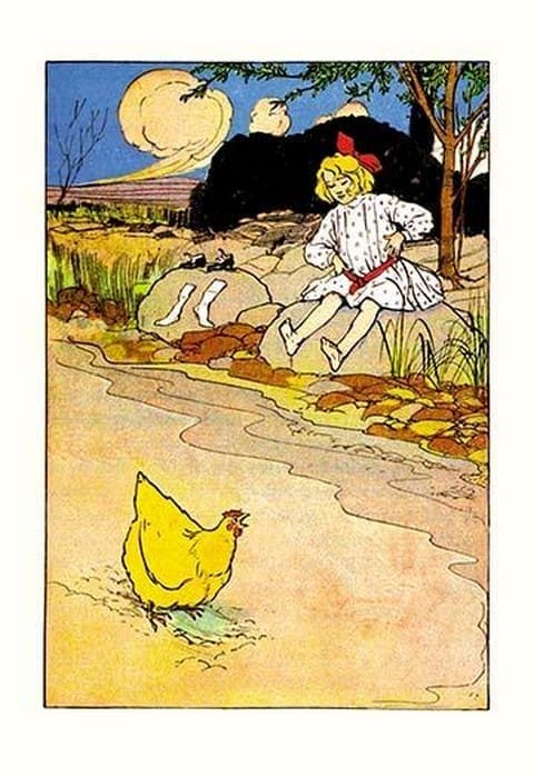 Dorothy and Hen by John R. Neill - Art Print