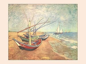 Boats at Saintes-Maries by Vincent van Gogh - Art Print