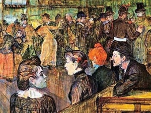 At the Moulin de la Gallette by Henri de Toulouse-Lautrec - Art Print