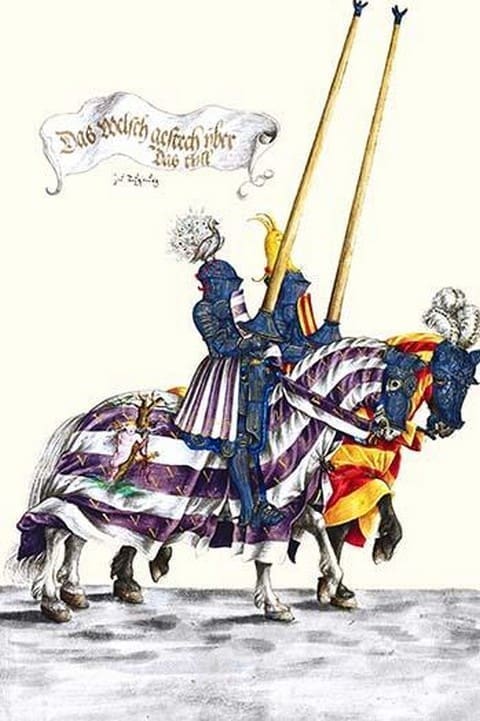 German Knights in Horseback in Procession by H. Burkmair 0 - Art Print