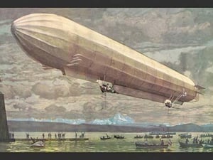 Zeppelin Above Lake Constance - Art Print