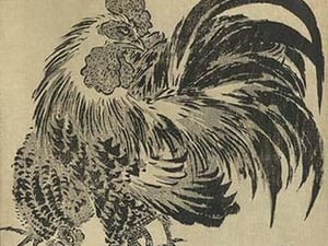 Hen and chick by Utagawa Toyohiro - Art Print