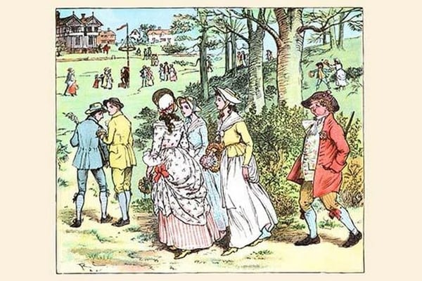 Come Lasses & Lads by Randolph Caldecott - Art Print