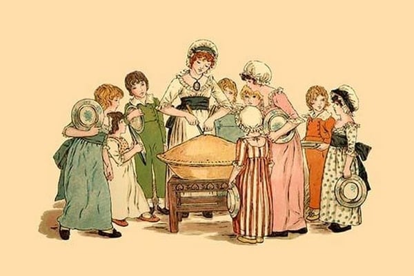 Cutting and Sharing by Kate Greenaway - Art Print