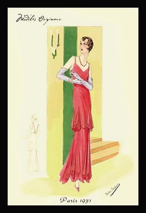 Scarlet Evening Gown by Atelier Bachroitz - Art Print