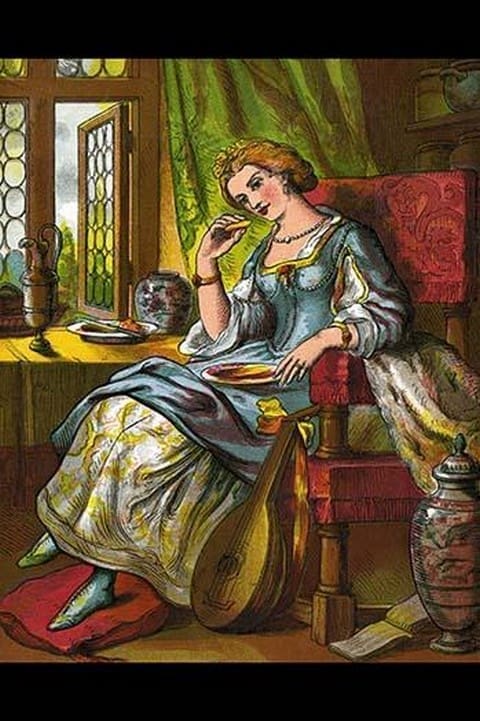 The Queen was in the Parlor eating bread & Honey by Kronheim & Dalziels - Art Print
