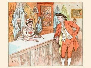 Mrs. Blaize always lent to the Poor from her pawn shop by Randolph Caldecott - Art Print