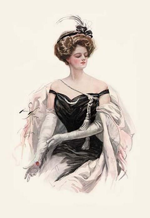 Elegance in Black by Harrison Fisher - Art Print