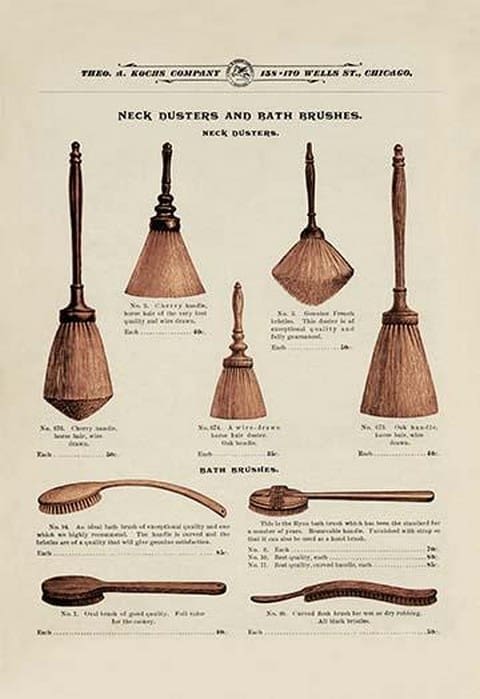 Barber's Neck Dusters and Bath Brushes - Art Print