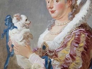 Portrait of a Woman with a Dog by Jean Fragonard - Art Print