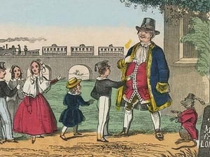 Teacher with Monkey takes his students on a trip to London by Charles Butler - Art Print