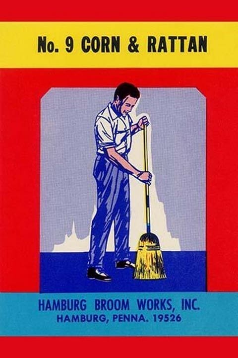 No. 9 Corn & Rattan Broom Label - Art Print