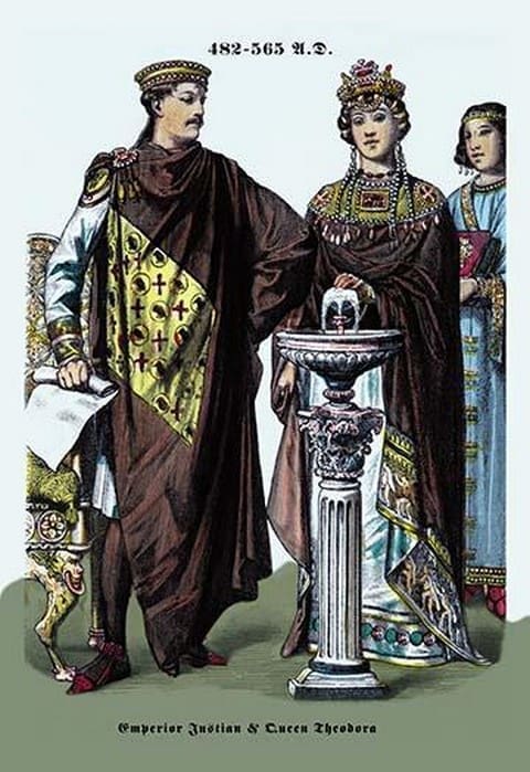 Emperor Justinian and Queen Theodora 482-565 by Richard Brown - Art Print