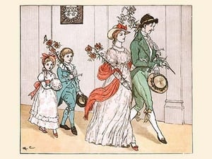 Off she went with her new husband and her children by Randolph Caldecott - Art Print