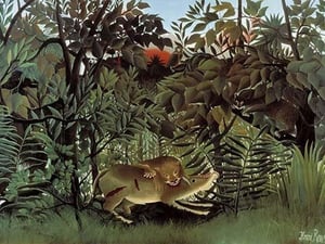 The Hungry Lion Throws itself on the Antelope by Henri Rousseau - Art Print