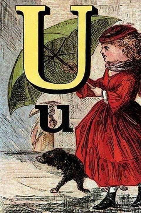 U for the Umbrella that keeps off the Rain by Edmund Evans - Art Print