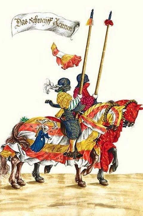 German Knights in Horseback in Procession by H. Burkmair #4 - Art Print
