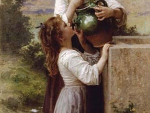 At the Fountain by William Bouguereau - Art Print