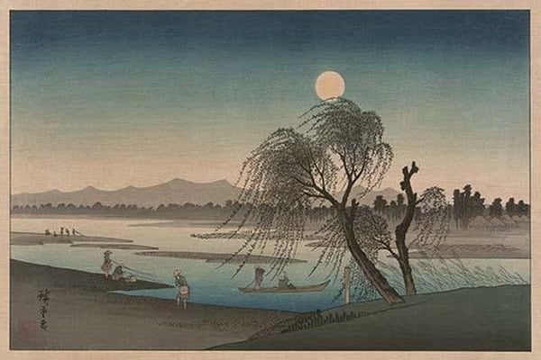 Autumn Moon on the Tama River - Fukeiga by Utagawa Hiroshige - Art Print