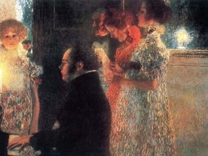 Schubert at the piano by Gustav Klimt - Art Print