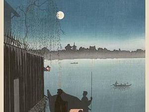 Sanbashi Bridge in Fukugawa at night. - Art Print