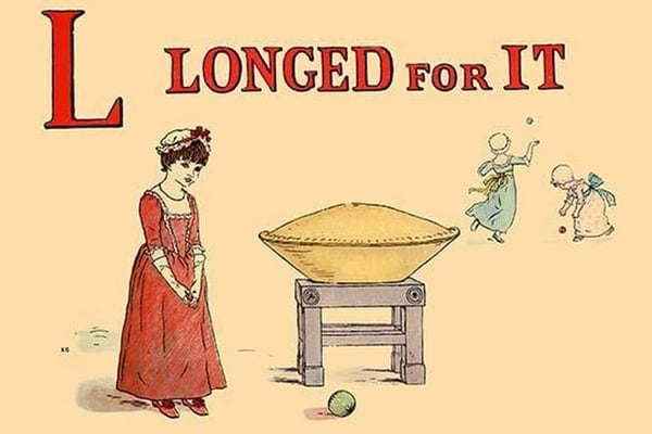 L - Longed for It by Kate Greenaway - Art Print