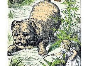 Alice in Wonderland: Alice and the Enormous Puppy by John Tenniel - Art Print
