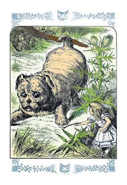 Alice in Wonderland: Alice and the Enormous Puppy by John Tenniel - Art Print