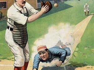 Baseball Play at the Plate by Strobridge - Art Print