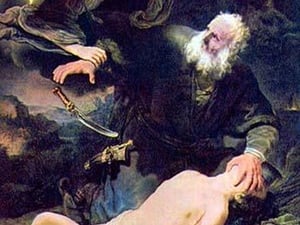 The angel prevents the sacrifice of Isaac by Rembrandt Van Rijn - Art Print
