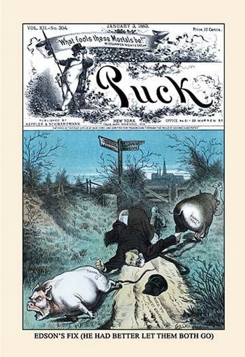 Puck Magazine: Edson's Fix by Bernhard Gillam - Art Print