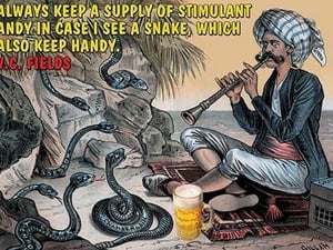 I always keep a supply of stimulant handy in case there is a snake which I also keep hands by Wilbur Pierce - Art Print