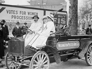 Washington poster Advertising Company Truck Carries Suffragettes - Art Print