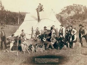 Happy Hours in Camp. G. and B.&M. Engineers Corps and Visitors by John C.H. Grabill - Art Print