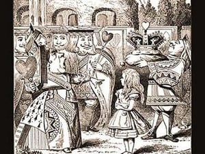 Through the Looking Glass: The Queen's Croquet Ground by John Tenniel - Art Print