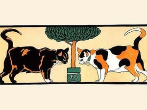 Cats by the Plant by Edward Penfield - Art Print