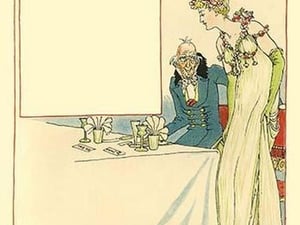 April Fool pranked by putting young girls with old geezers. by Walter Crane - Art Print