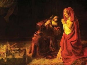 The victims of Manoah by Rembrandt Van Rijn - Art Print