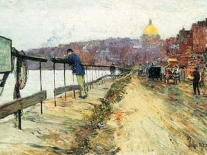 Charles River & Beacon Hill by Frederick Childe Hassam - Art Print