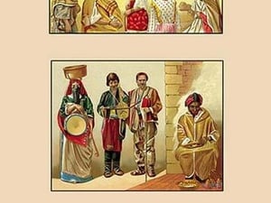 A Variety of African Costumes #2 by Auguste Racinet - Art Print