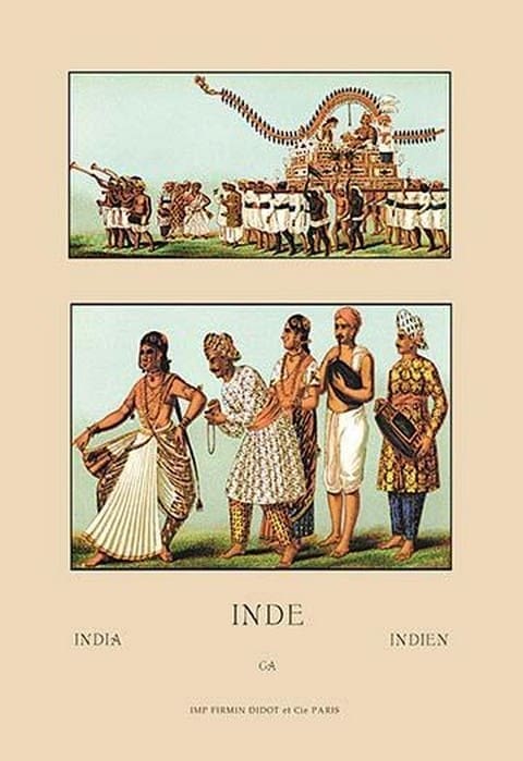 A Variety of Indian Ceremonial Garb #4 by Auguste Racinet - Art Print