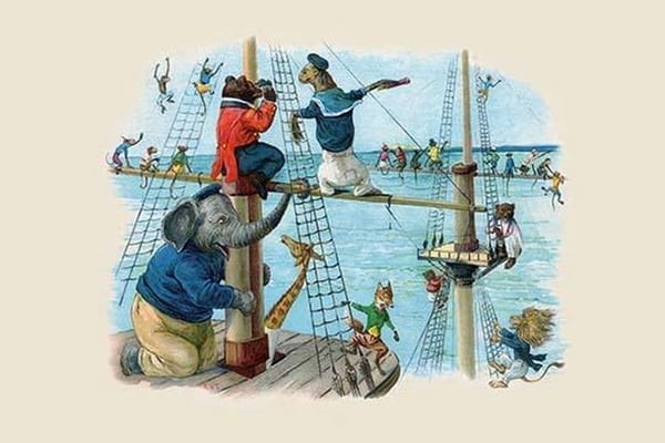 Up the Rigging the Monkeys Ran by G.H. Thompson - Art Print