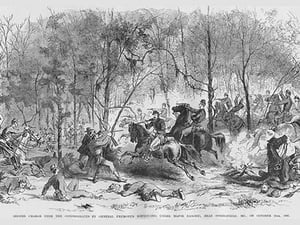 2nd Charge of Fremont's Bodyguard Charges by Frank Leslie - Art Print