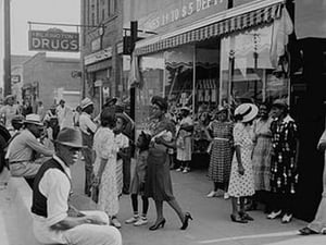 Blacks Shopping on Main Street by Dorothea Lange - Art Print